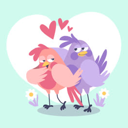 Una-Animación-De-Una-Linda-Pareja-De-Pájaros-Ilustrada