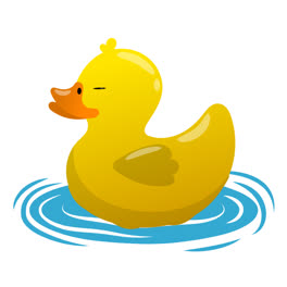 An-animation-of-Illustration-of-cute-yellow-rubber-duckling-on-water