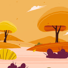 Eine-Animation-Einer-Handgezeichneten-Herbstlandschaft