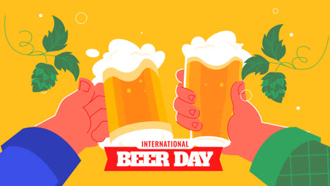 Una-Animación-De-Fondo-Plano-Para-La-Celebración-Del-Día-Internacional-De-La-Cerveza.