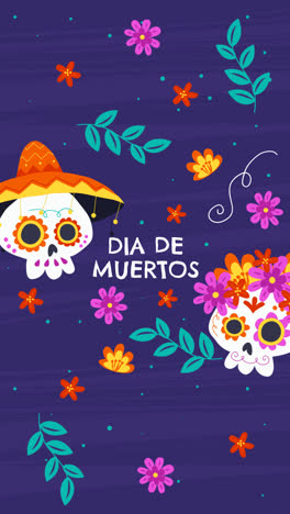 Una-Animación-De-Un-Fondo-Plano-Del-Día-De-Muertos-Dibujado-A-Mano.