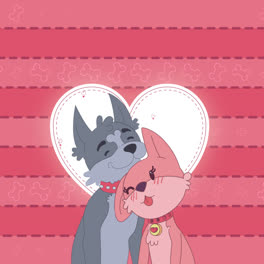 An-animation-of-Hand-drawn-dog-couple-background