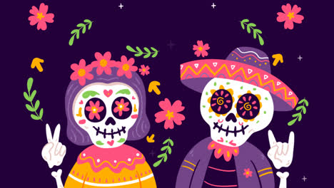 Una-Animación-De-Fondo-Plano-De-Celebración-Del-Día-De-Muertos.