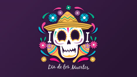 An-animation-of-Smiley-decorated-skull-dΓoe£┬ia-de-muertos-background