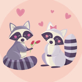 Una-Animación-De-Una-Pareja-De-Animales-Del-Día-De-San-Valentín-Dibujada-A-Mano.