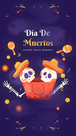 An-animation-of-Hand-drawn-flat-dia-de-muertos-sale-illustration