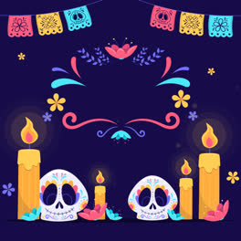 Una-Animación-De-Fondo-Plano-De-Celebración-Del-Día-De-Muertos.