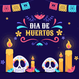 Una-Animación-De-Fondo-Plano-De-Celebración-Del-Día-De-Muertos.