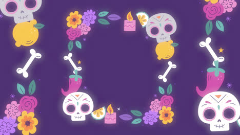 Una-Animación-De-Una-Plantilla-De-Marco-Plano-Para-La-Celebración-Del-Día-De-Muertos.