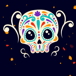 Una-Animación-De-Fondo-De-Diseño-Plano-Del-Día-De-Muertos.