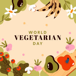 Una-Animación-De-Fondo-Plano-Para-El-Día-Mundial-Del-Vegetariano.