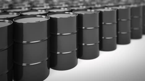 Endless-animation-showing-the-stacked-oil-barrels.-The-camera-is-moving-to-the-right-side-showing-infinite-amount-of-stored-oil,-which-will-be-probably-turned-into-petrol-in-the-future.-Loopable.-HD