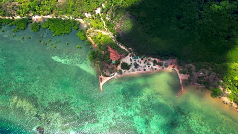 Cabo-Beach-Aerial-View-Looking-Down-Cloud-Shadow-Moving-On-Ground