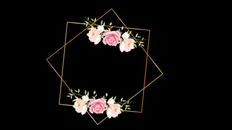 Wedding-titles-copy-space-for-text-animated-flower,-leaf-wreath-floral-decoration-Text-Frame-With-alpha-channel.