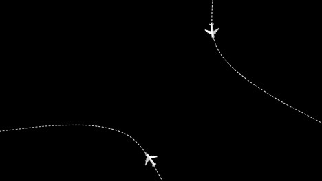 Airplane-dotted-line-path-icon-loop-Animation-video-transparent-background-with-alpha-channel