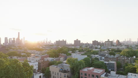 Aerial-view-of-Bedford-Stuyvesant,-Brooklyn-at-sunset