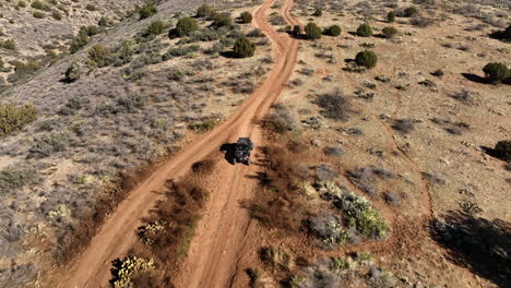 Aerial-View-of-ATV-Riding-in-Sedona,-Arizona