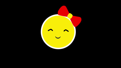 smile-face-emoji-with-bow-icon-loop-Animation-video-transparent-background-with-alpha-channel