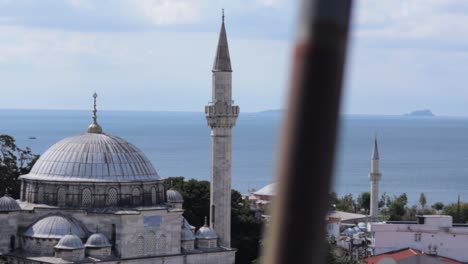 Panoramic-view-of-the-Bosporus-Bay-from-a-residential-area,-with-the-Hagia-Sophia-Grand-Mosque-visible