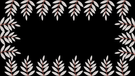 Tropical-summer-plants-Leaves,-flowers-border-frame-animation-with-a-copy-space-area-looped-animation-with-Alpha-channel