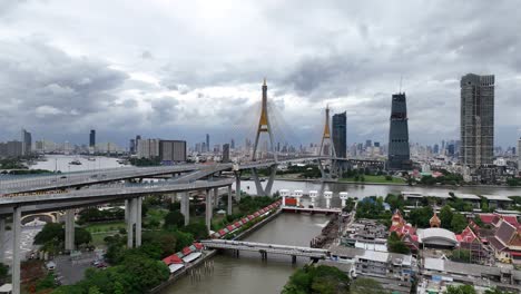 Die-Bhumibol-Brücke,-Auch-Bekannt-Als-Die-Industrielle-Ringstraßenbrücke,-Stadtverkehr-Und-Infrastruktur