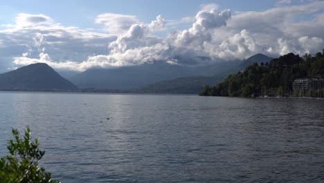 Panorama-Of-Lago-Maggiore-In-Laveno-Mombello,-Varese,-Italy