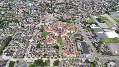 Residential-building-in-the-shape-of-a-flower,-De-Bloem,-The-Netherlands,-Rijnsburg