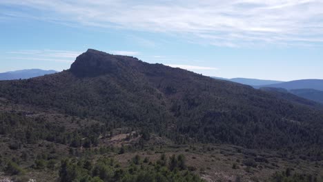 Mountainous-hills-in-Murcia-region-of-Spain,-aerial-nature-landscape-establish-shot