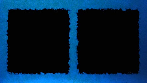 Two-vertical-black-pillarboxes-for-video-or-image-in-video-with-blue-purple-textured-paper-background,-ready-for-luma-key