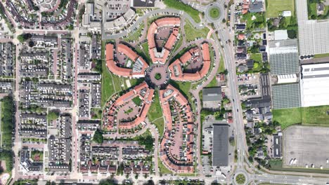 De-Bloem,-a-residential-building-shaped-like-a-flower-in-Rijnsburg,-The-Netherlands