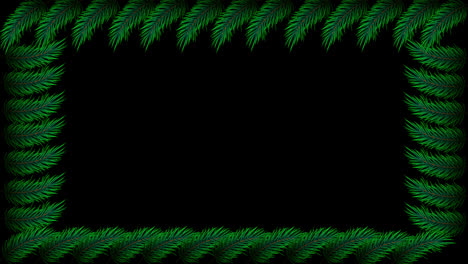 Tropical-summer-plants-Leaves,-flowers-border-frame-animation-with-a-copy-space-area-looped-animation-with-Alpha-channel