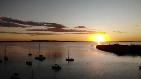 Aerial-Marina-bay-port-sunset-sailing-boat-Drone-4k