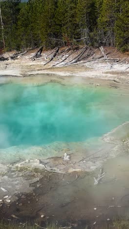 4k-Vertical,-Piscinas-De-Aguas-Termales,-Vapor-Y-Vapores-De-Agua-Hidrotermal,-Panorama