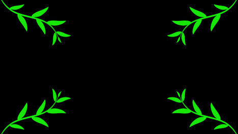 Hojas-De-Plantas-Tropicales-De-Verano,-Animación-De-Marco-De-Borde-De-Flores-Con-Un-área-De-Espacio-De-Copia-Animación-En-Bucle-Con-Canal-Alfa