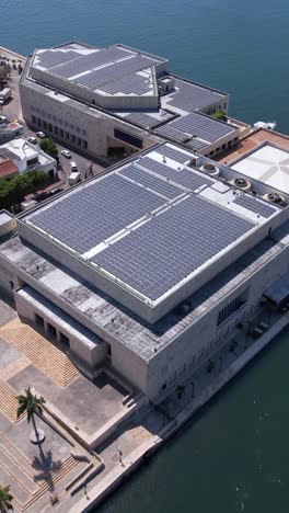 Vertical-Aerial-View-of-Cartagena-Convention-Center-Building,-Colombia