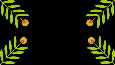 Tropische-Sommerpflanzen,-Blätter,-Blumen,-Rahmenanimation-Mit-Einer-Kopierraumbereich-Loop-Animation-Mit-Alphakanal