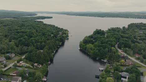 Magog-Rivermouth-On-Sherbrooke-Coastal-Town-In-Quebec,-Canada