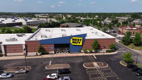 Drone-Orbits-Above-Best-Buy-Retail-Store-in-Suburban-American-Neighborhood