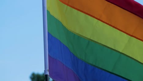 Bandera-LGBTQ-Ondeando-Hacia-La-Cámara,-Mostrando-Orgullo-Y-Unidad