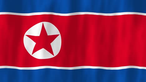 Nordkorea-Flagge-Land-Animation-3d-Symbol-Design-Wehend-Im-Wind-Bewegung-National-Patriotismus-Welt-Kultur-Emblem-Banner-Asien-Rot-Weiß-Blau