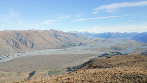 Glacier-Track-And-Mountain-Ranges-In-Canterbury-New-Zealand-Drone-Reveal-60FPS