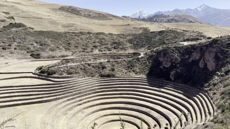 Historic-terraced-farming-marvel-in-Moray,-Peru