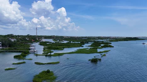 Low-drone-shot-of-the-Matanzas-River-in-St