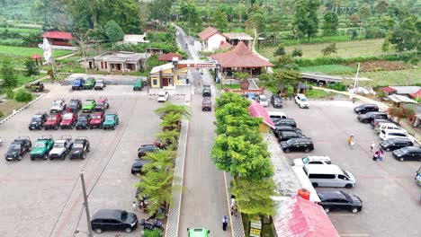 Drone-camera-moving-forward-to-Entrance-gate-of-Telomoyo-Mountain