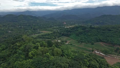 Scenic-Forest-Hillside-with-Khao-Yai-in-the-Background-in-Saraburi-Province,-Thailand