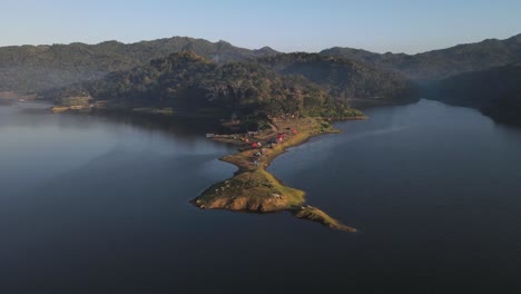 Aerial-view-of-the-charm-of-the-Sermo-reservoir,-Yogyakarta,-Indonesia