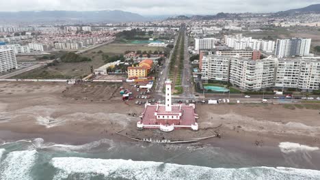 The-Monumental-Lighthouse-of-La-Serena-located-on-Avenida-del-Mar-in-the-city-of-La-Serena,-Chile