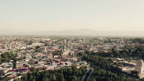 Shah-i-Zinda-mausoleum-vast-aerial-view-over-Samarkand