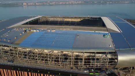 Bramley-Moore-dock-stadium-aerial-view-descending-down-modern-building-construction