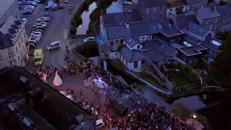 Aerial-ascending-shots-follows-the-Pegasus-parade-in-the-streets-of-Galway